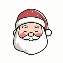 Cartoon Santa Claus Face with Red Hat and White Beard Illustration.