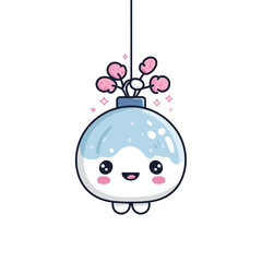 Cute Christmas Ornament Character with Smiling Face and Pink Accents.