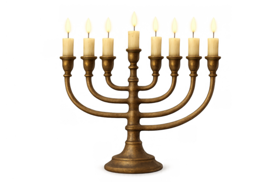 Hanukkah menorah illuminating celebration and tradition, lighting candles for the jewish festival of lights on transparent background