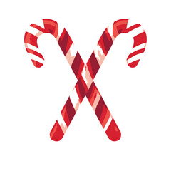 Festive Crossed Candy Canes with Red and White Stripes.