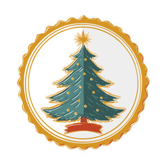 Festive Christmas Tree Ornament with Golden Border.