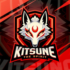 Kitsune head esport mascot logo design