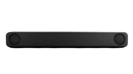 Black soundbar isolated on transparent background for home entertainment system