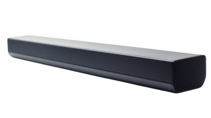 Black soundbar isolated on transparent background for home entertainment and audio