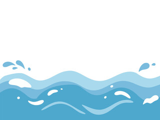 Fototapeta premium Blue water waves with splashes on a white background. Abstract ocean or sea for summer design and aqua concept.