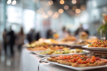 Business Conference Event. Food Meeting Buffet. Selective Focus Blur for Background. High quality
