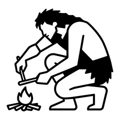 Caveman Making Fire