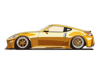 Naklejka premium Gold Sports Car Pixel Art Illustration