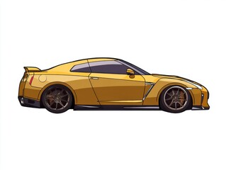 Obraz premium Gold Sports Car Pixel Art Illustration