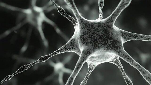 Neuron cell transmitting electrical signals in brain cortex