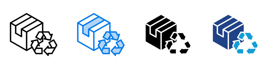Recycle box icon set multiple style collection