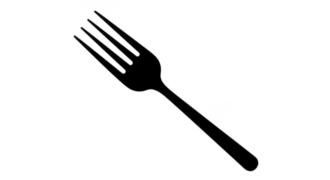 Minimalist Fork Utensil Line Art On Black Background