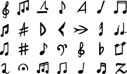 Fototapeta premium Hand Drawn Music Notes Icon Set Vector Illustration