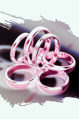 Glossy Pink Rings on Abstract Artistic Background