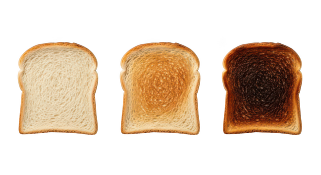 Bread Toasting Progression Untoasted Golden And Burnt Slices