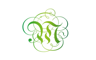 Elegant Green Calligraphy Monogram Logo