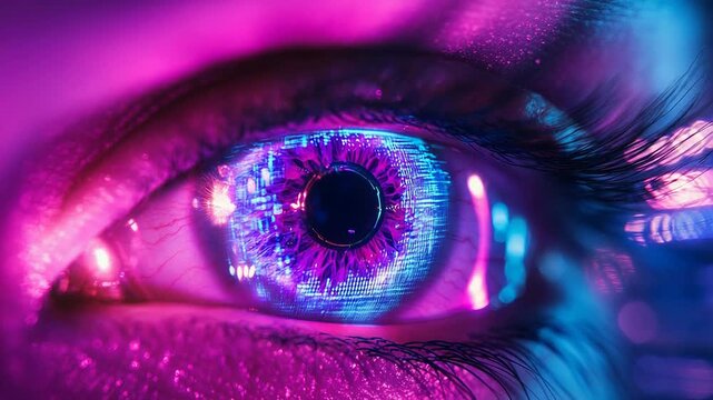 Digital eye reflecting data, vision, and futuristic technology