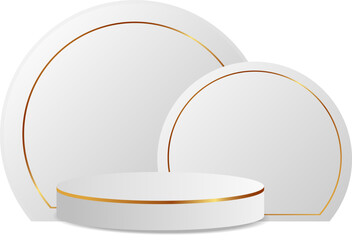 white podium with elegant gold ring frame for modern product mockup