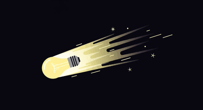 Lightbulb Comet Idea Generation and Innovation Spark Icon