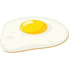 A Pixelated Fried Egg Illustration With a Bright Yellow Yolk and White Egg White on a Transparent Background Isolated Flat Design