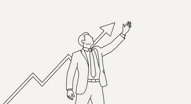 Minimalist illustration depicting business growth and aspiration with line art style - Powered by Adobe