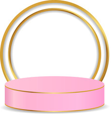 pink podium with golden ring accent for cosmetic product display