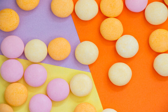 Candy on the colorful background