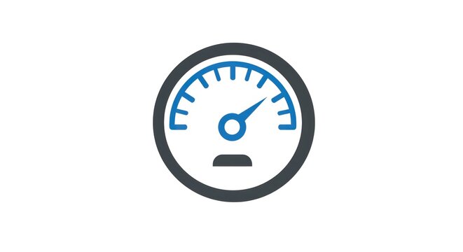Speedometer icon with needle pointing to high speed.