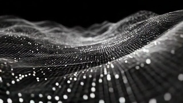 Digital network connecting data points across waves