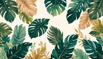 Tropical Monstera Leaf Vector Pattern with Elegant Abstract Botanical Design