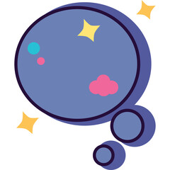 A Purple Sphere With Stars And A Pink Cloud In A Flat Design Style With Transparent Background