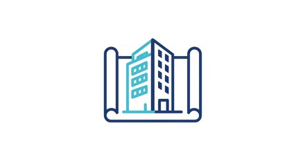 Fototapeta premium Architectural Blueprint Icon - Modern Building Design and Planning.