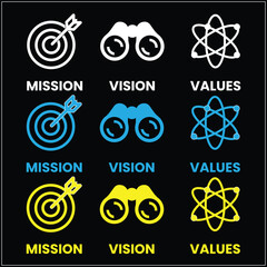 Vision, Mission, and Values Template Design Vector, Modern Corporate Infographic Layout for Business Presentation, Company Profile, and Strategy Report