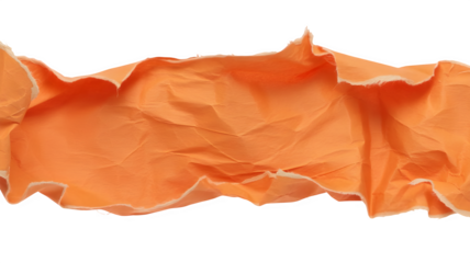 Vibrant orange fabric ruffle with delicate pleats against a stark on isolated background