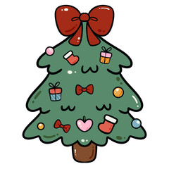 Decorated Christmas Tree Illustration