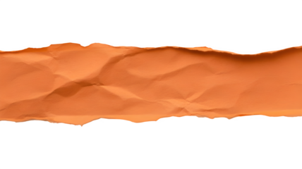 Textured orange paper torn edge against on isolated background