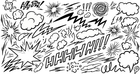 Illustration of comic speech bubbles and sound effects