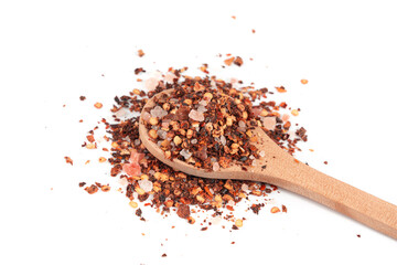 Chili and salt seasoning, red chilli pepper spice powder, dry crushed hot pepper flakes
