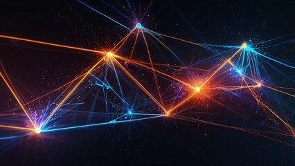 futuristic digital network made up of glowing blue and orange geometric Digital Nexus, Generative Ai