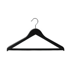 Solitary dark wooden hanger on a stark black background