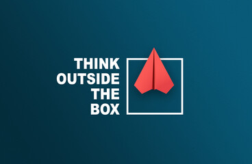 Think outside the box. Creative think outside box with paper plane