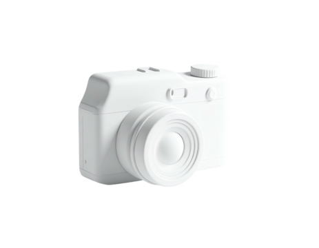 White digital camera with raised elements, all one color