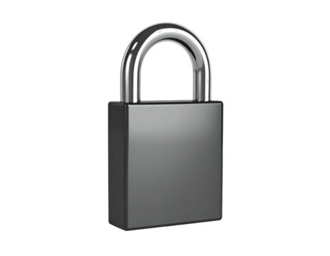 Metallic padlock, simple design, on a black background