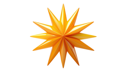 Twelve-point star, glossy, golden, on black