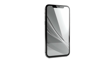 Sleek phone with reflective screen against a dark background