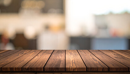 Wooden Table Top with Blurred Background for Product Display and Presentation