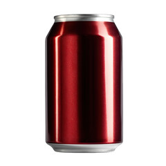 Shiny red aluminum can with silver top on a black background