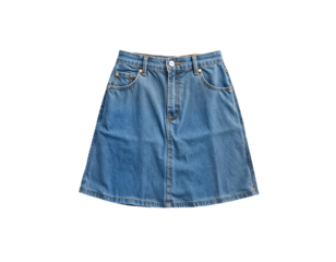 Blue Denim Mini Skirt on Transparent Background