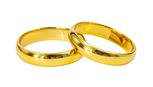 Set of Shiny Wedding Rings for Romance & Celebration isolated on transparent background