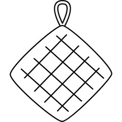 Diamond Shaped Hot Pad With Grid Pattern Isolated On White Background Line Art Illustration Of...